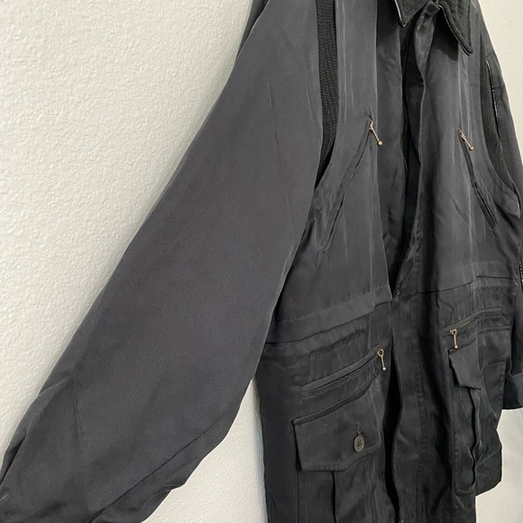 Vintage Vivaldi Made In Italy Silk Drop Waist Oversize Trench Coat Jacket - Picture 9 of 12